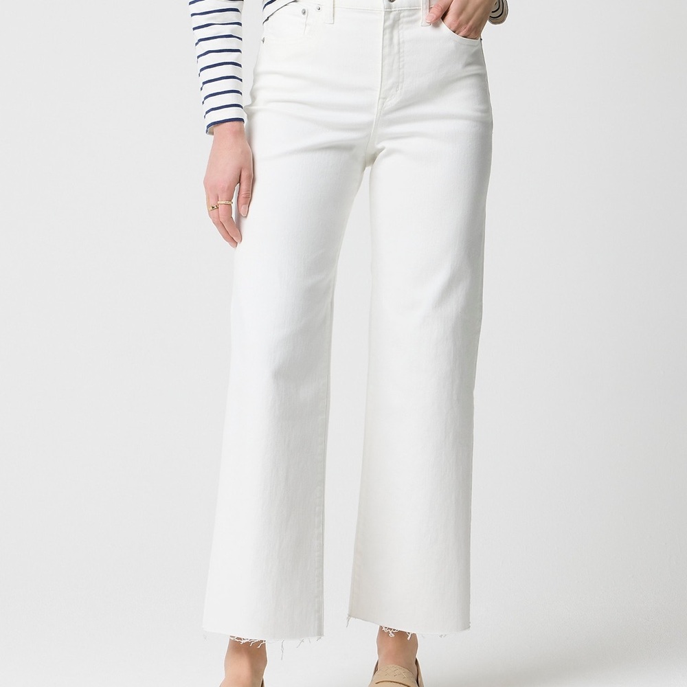 J. Crew White Crop Wide Leg Jeans